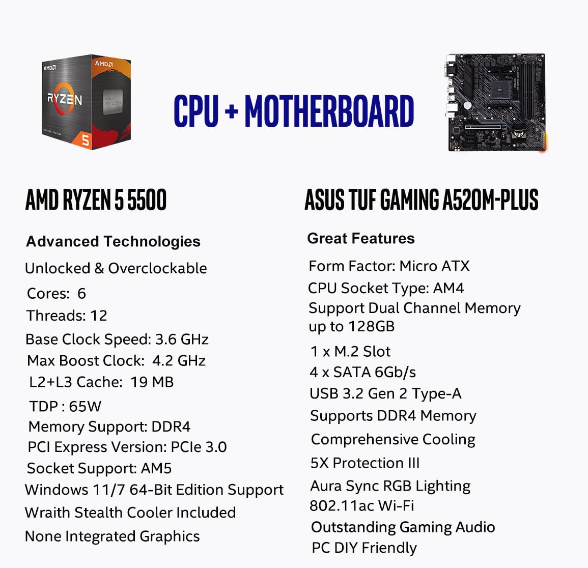 Amazon.com: Micro Center AMD Ryzen 5 5500 Desktop Processor with